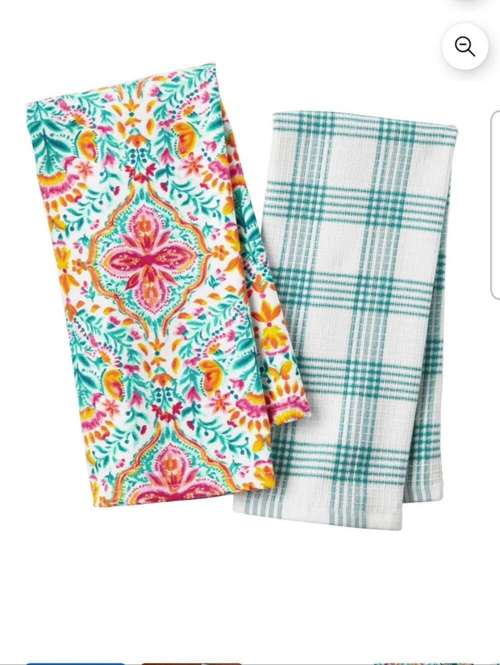 The Pioneer Woman Teal, Coral & Yellow Floral Kitchen Towels Pk Of 2 - Picture 3 of 4